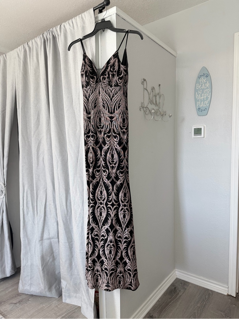 Betsy & Adam Sequin Embellished Sleeveless Gown